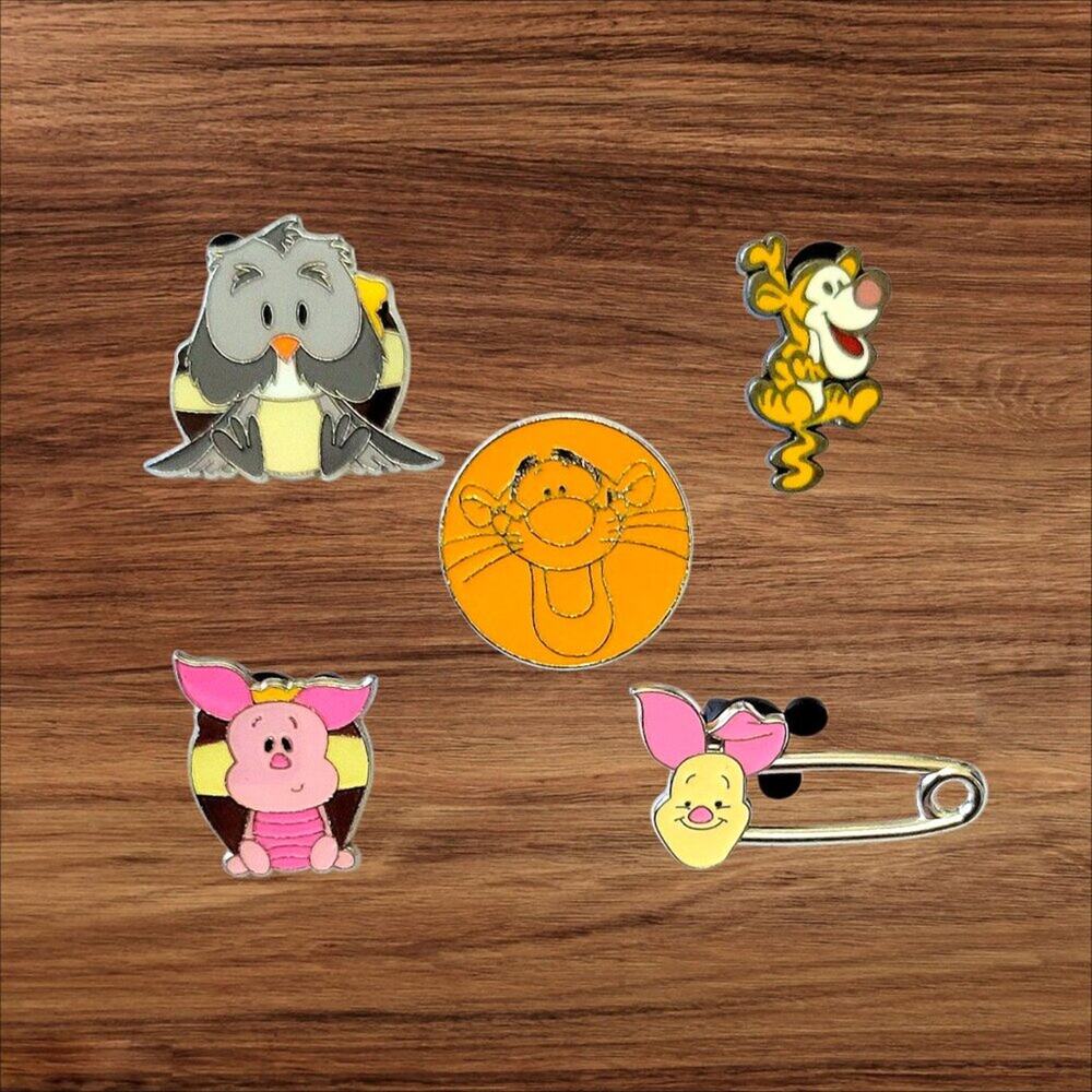 5 Winnie the Pooh Disney Parks Trading Pins, Plus 2 Bonus Pins